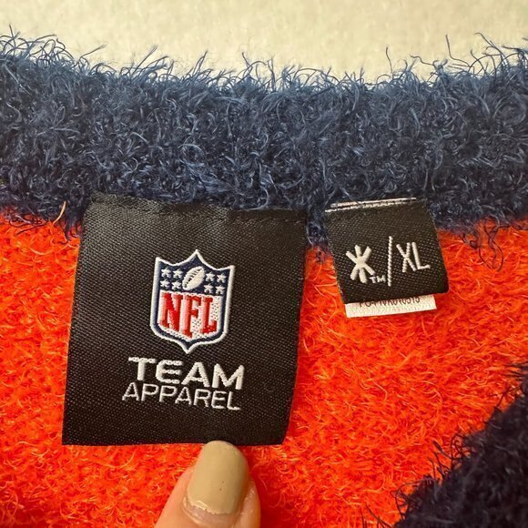 Denver Broncos eyelash sweater Women XL NFL Team‎ Apparel Blue orange - Picture 5 of 7